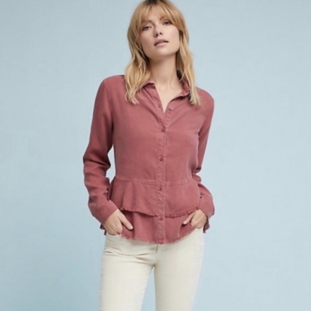 Anthropologie exclusive line Cloth & Stone Peplum Top size XS NWOT